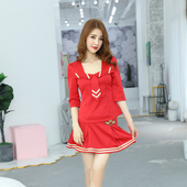 低胸学生妹风短裙夜场沐足按摩美容工作制服 中袖 秋季 技师女套装