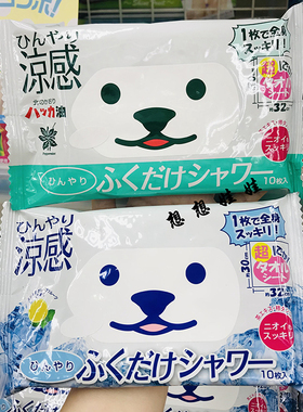 日本北极熊限定清爽超大冷感凉感全身用洗澡薄荷湿巾毛巾冰巾10枚