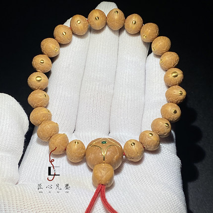 尼泊尔凤眼菩提镶嵌24k金钉9/10/11手串手持老树高密高油108长条