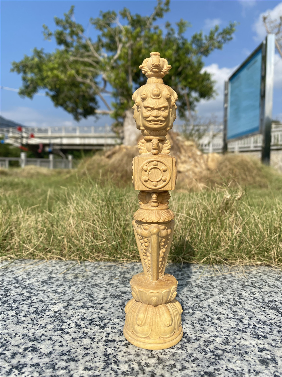 小叶黄杨木雕普巴金刚橛降魔杵