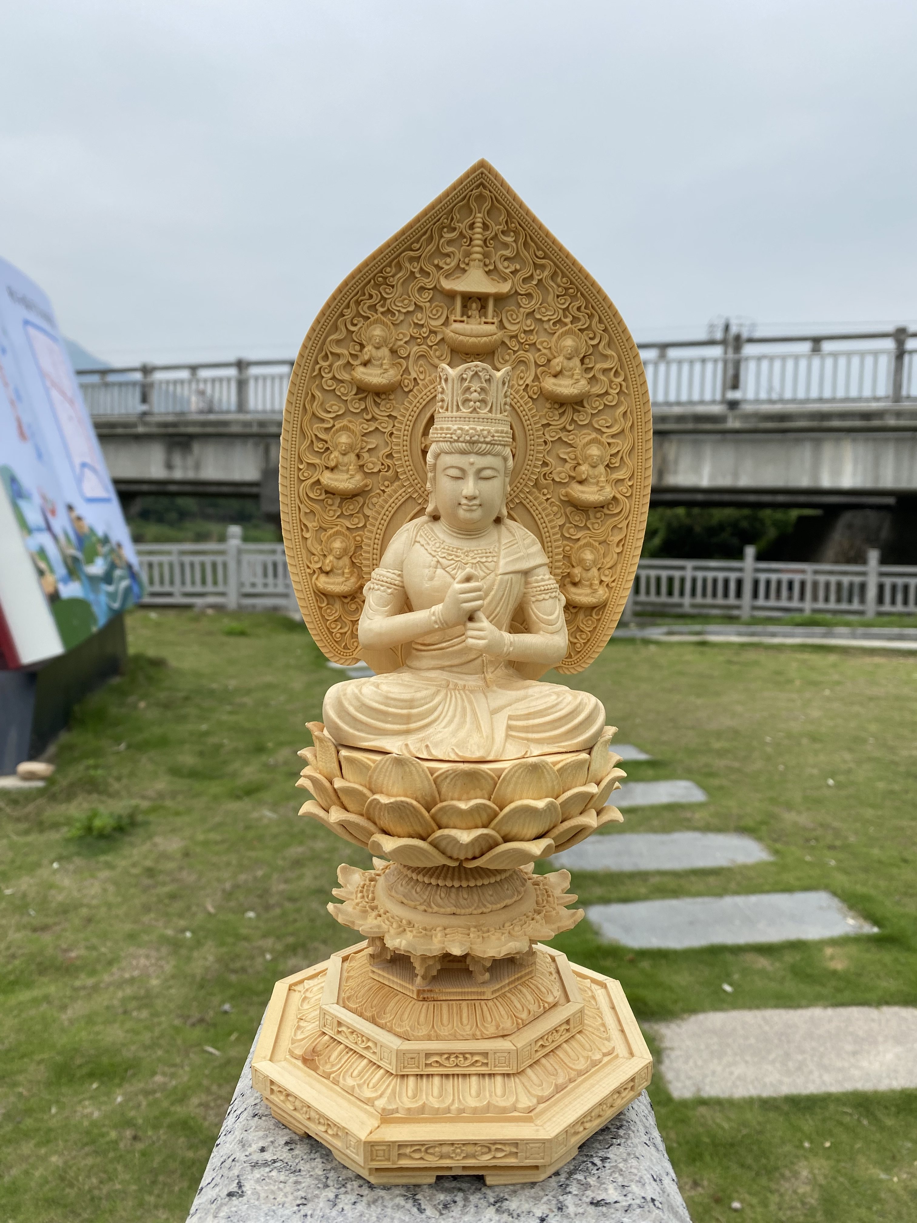 新款桧木精雕大日如来佛像实木雕刻毗卢遮那佛东密实木工艺品