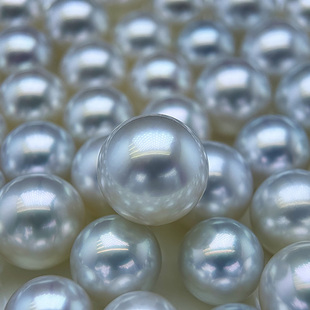 精品裸珠定制镜面冷光澳白南洋海水珍珠带真科研sk或ss证P家散珠
