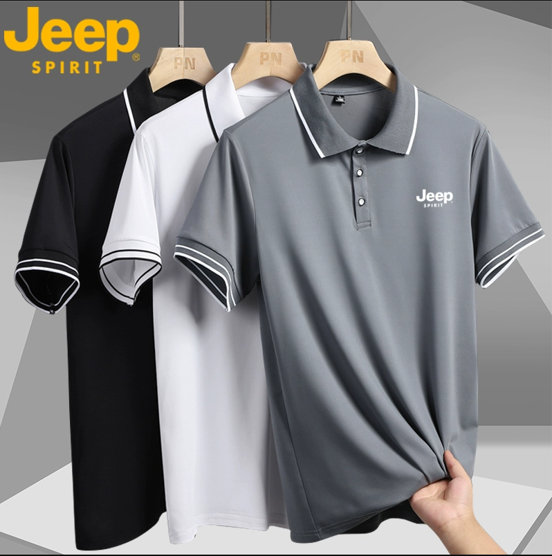 Jeep spirit男士polo衫短袖夏季新款翻领体恤高端冰丝休闲上衣t恤