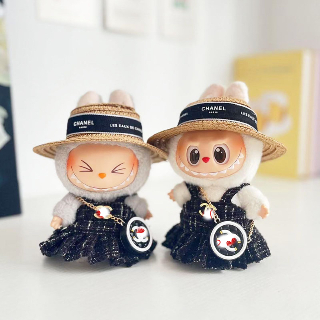 一代二代三代拉布布labubu搪胶玩偶17cm公仔娃衣服夏季新款套装