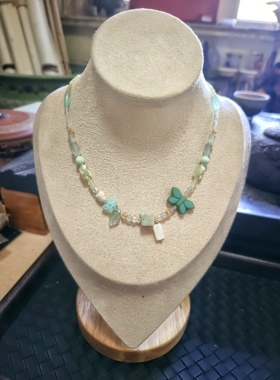 原创设计进口捷克琉璃薄荷绿系列小众设计感高级轻奢百搭项链