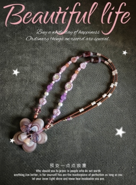 原创设计进口捷克琉璃搭配土耳其琉璃花小众设计感高级百搭项链