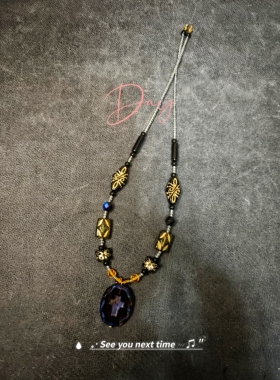 原创设计进口捷克琉璃十字牌小众设计感高级轻奢百搭项链