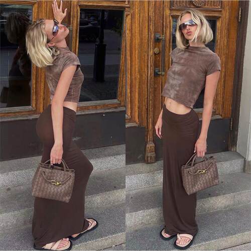 ElsaHosk同款咖啡色包臀