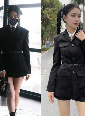黑色西装外套女简约学院风时尚修身西服轻奢高级感短裤两件套裤子