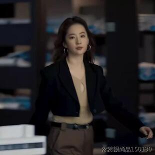 夏香港玫瑰的故事刘亦菲同款黑色西装女时尚潮流设计感气质西服女