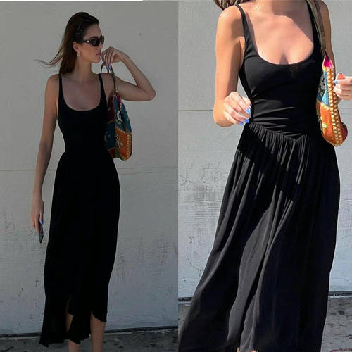 kendall同款黑色吊带连衣
