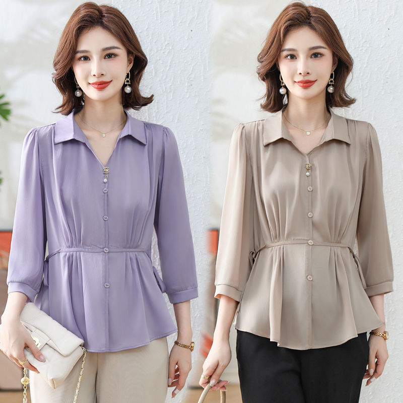 常规聚酯纤维通勤雪纺衫