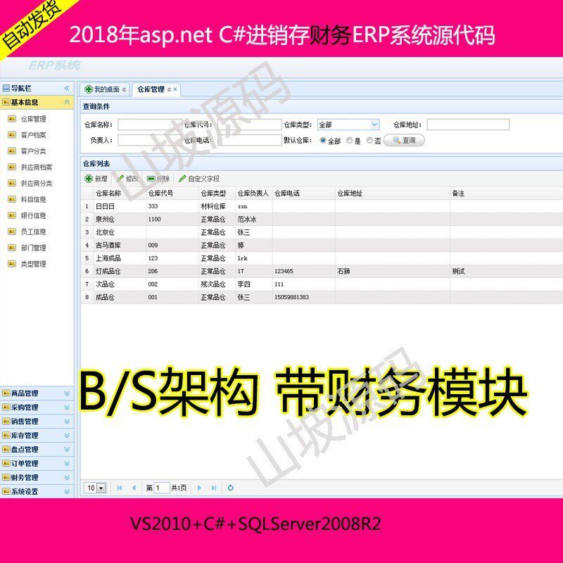 2018asp.net源代码 C#程序.net 源码 软件开发 进销存财务ERP系统