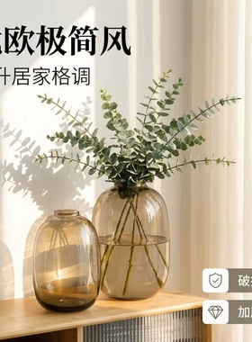 网红轻奢喜悦玻璃花瓶浪漫卧室简约办公室ins插花轻奢家居生活
