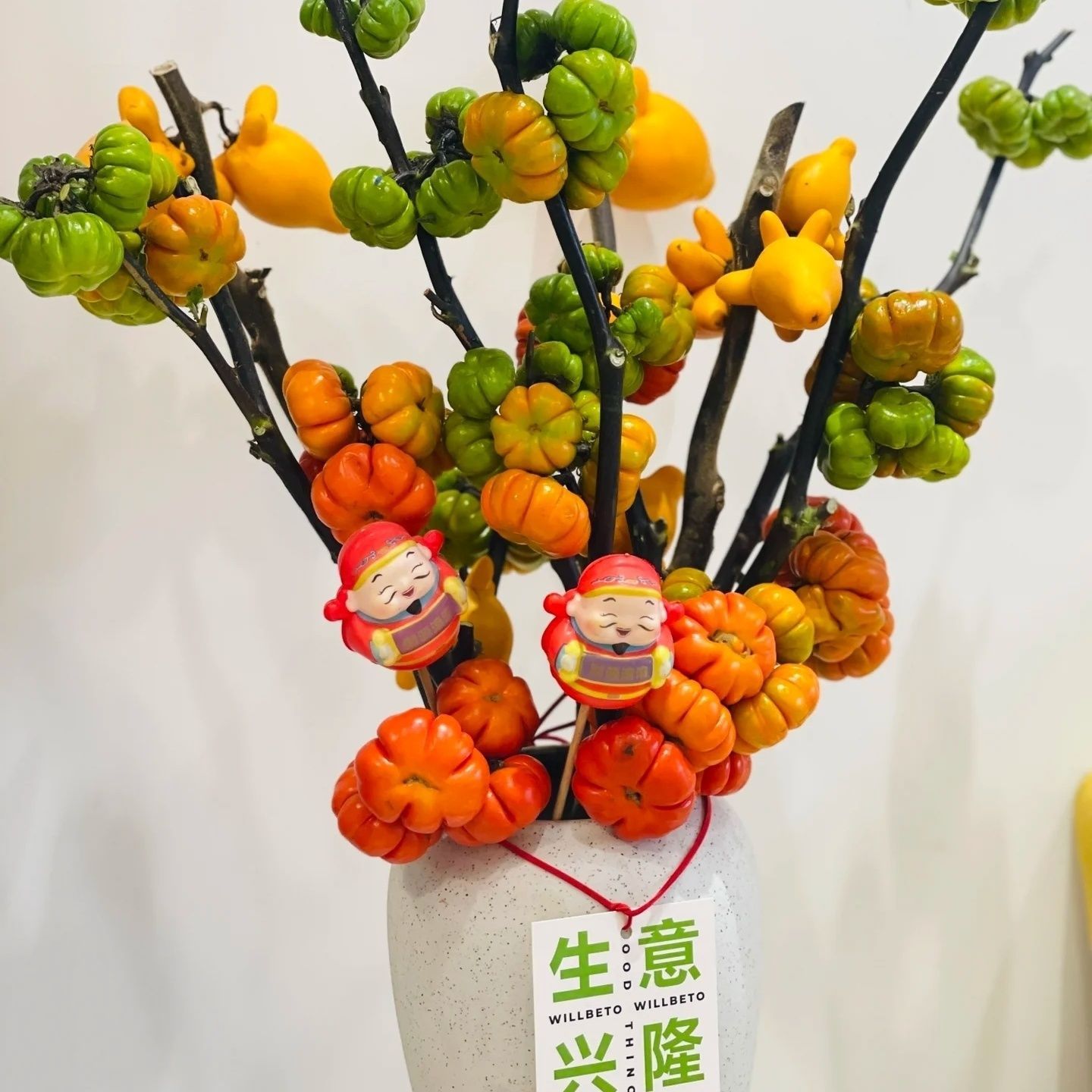 精品小南瓜小番茄鲜花水培插花长花期客厅玄关柜装饰摆件云南直发