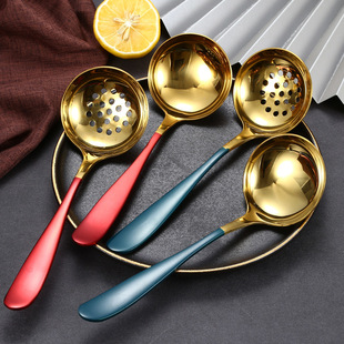 网红汤壳汤漏304不锈钢汤勺公用盛汤餐厅家用加深加厚火锅勺漏勺
