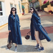 修身 设计感中长款 复古外套 新款 港风牛仔过膝风衣外套女2025春秋季