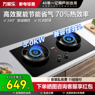 万家乐燃气灶双灶台式 煤气灶家用灶具Y3R1 天然气液化气AY6嵌入式