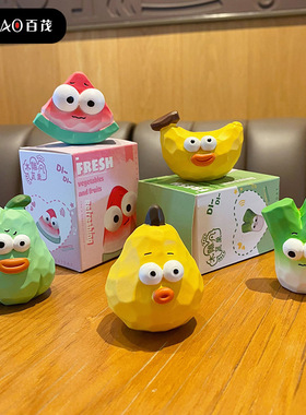 百茂原创木雕风蔬果树脂摆件女创意潮流车载摆饰创意家居桌面
