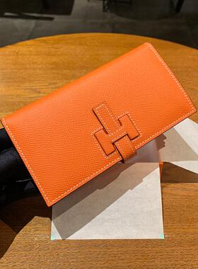 H家钱包长款头层牛皮男士女式真皮H扣抽带EP手掌纹两折手拿2025款