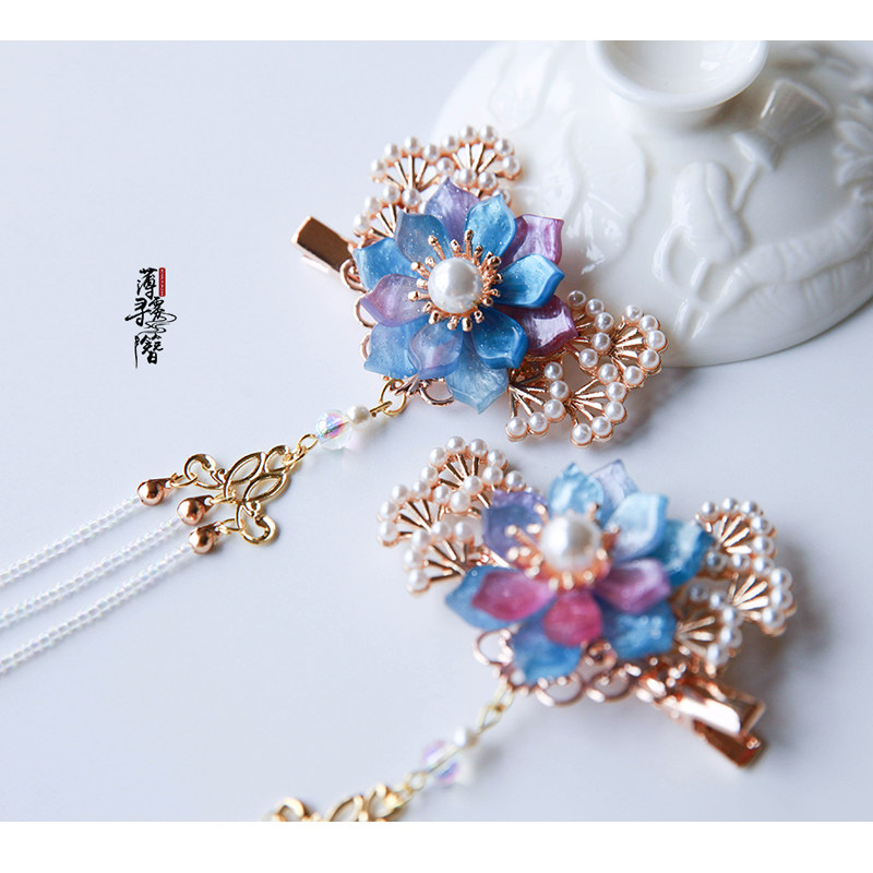 薄雾寻簪原创手工少女汉服配饰古装头饰步摇流苏古风饰品边夹发夹