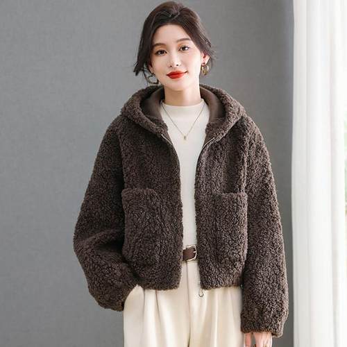 水貂绒皮草大衣外套女开衫短款连帽衫拉链羊剪绒宽松2025秋冬口袋