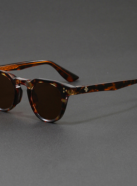复古玳瑁圆形防紫外线墨镜