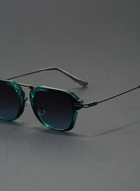 日系复古小方框金属男款个性太阳眼镜透明框高级感墨镜2025新款