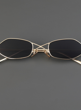 复古墨镜男未来感多边形交叉小框眼镜女潮流痞帅个性太阳镜小脸