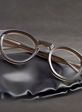 日系复古圆形防蓝光平光眼镜