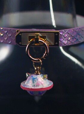 高端纯手工定制独家炫彩龙鳞纹牛皮SM项圈宠物项圈牵引绳来图定制