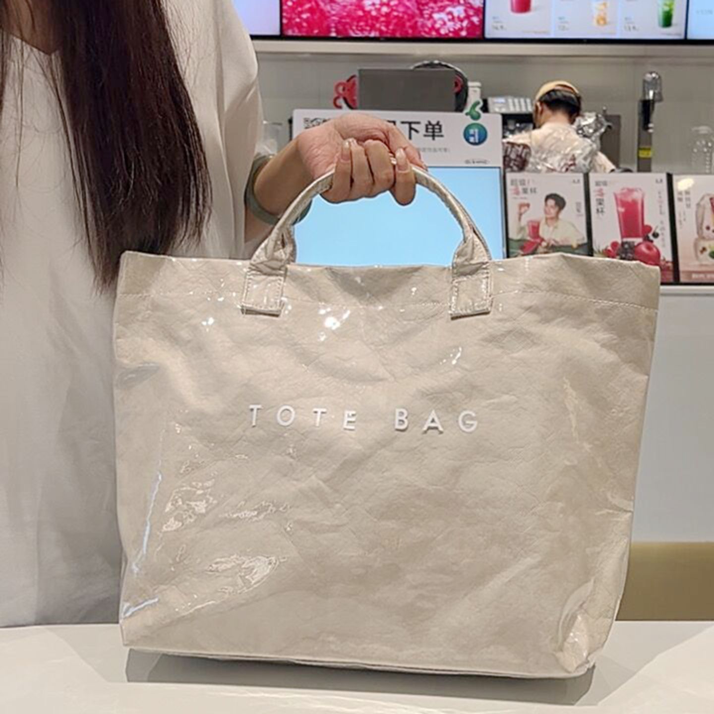 日韩新款托特包复古字母防水手提包休闲百搭通勤大容量女包简单款