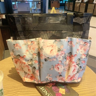 新款 日韩花洒洗漱包手提大容量妈咪收纳包网眼洗澡蓝健身游泳 时尚