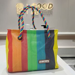 新款 浴兜包女手提洗澡篮折叠浴筐健身洗浴包 编织网眼洗澡包男士