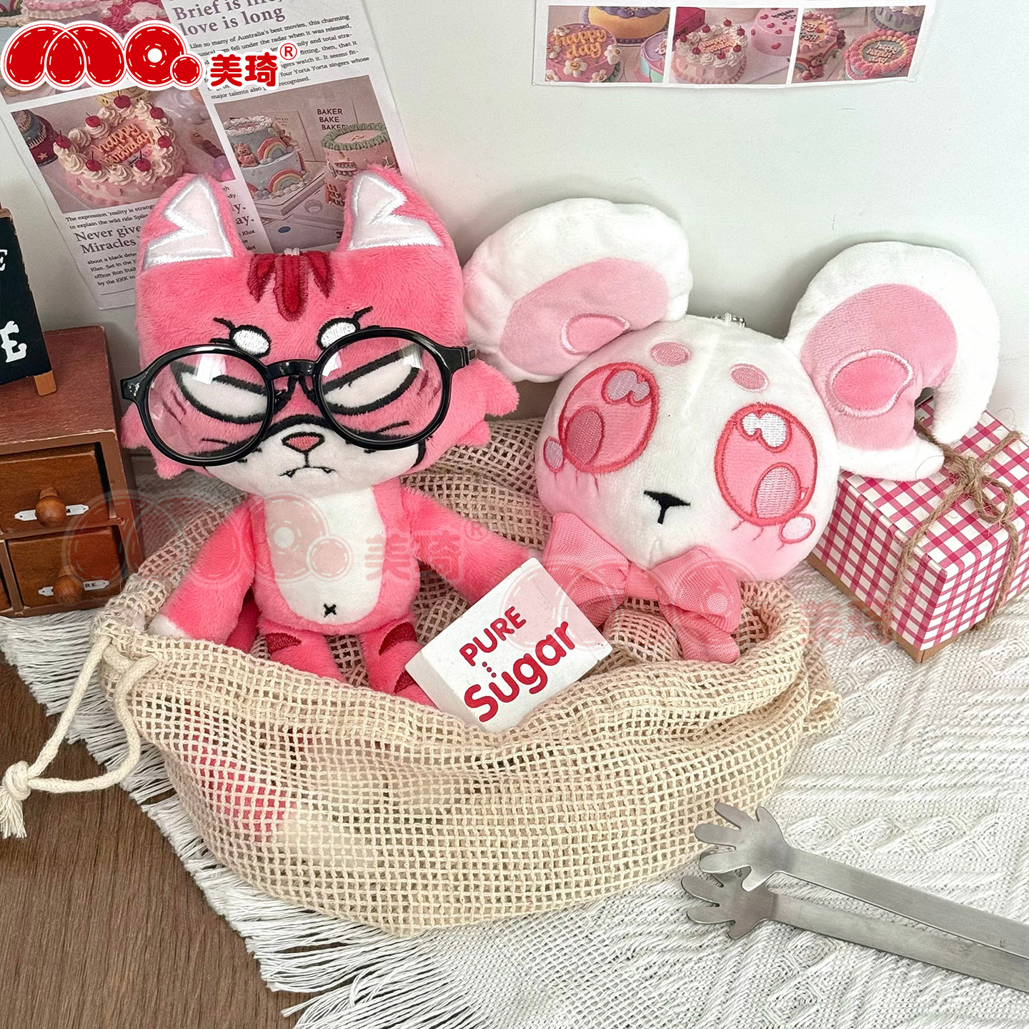 美琦动漫异周边环薄荷猫猫小吱老鼠娜娜莉小老虎挂件公仔棉花娃娃图片