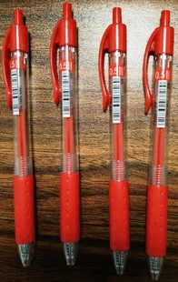 齐心K36按动式红色中性笔0.5mm 配笔芯R929弹簧笔红笔阅卷红水笔