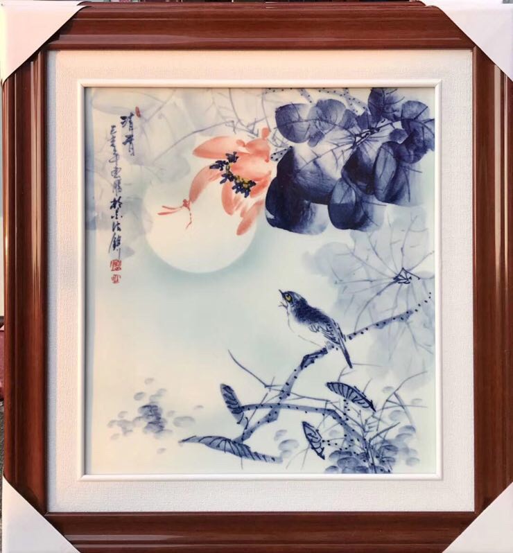 景德镇陶瓷手绘青花瓷板画现代家居装饰壁画餐厅走廊卧室有框挂画图片