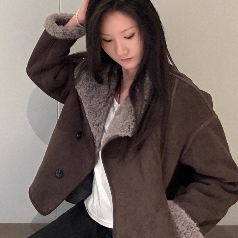 新款年轻款羊剪绒皮毛一体外套女 颗粒羊羔毛两面穿海宁皮草大衣
