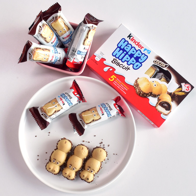健达河马夹心巧克力3盒15个kinder威化饼干生日礼物零食榛子点心