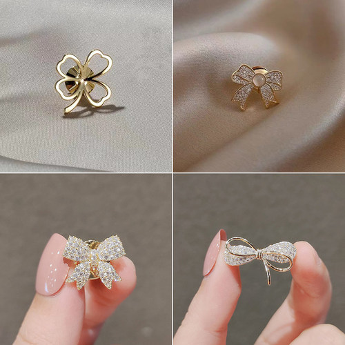 蝴蝶结防走光神器高档免缝小胸针女气质胸花别针固定衣服西装领口