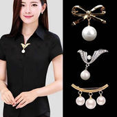 时尚 V领别针固定衣服领口扣针 简约防走光胸针女百搭珍珠胸花开衫