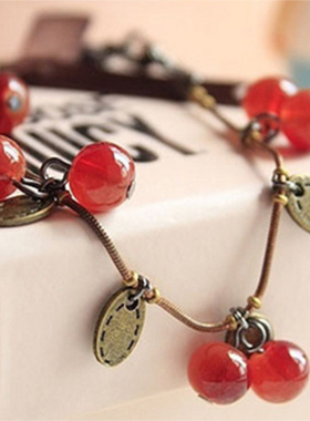 复古甜美风小樱桃玻璃串珠首饰