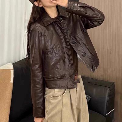 2024秋季新款韩版时尚短款皮衣