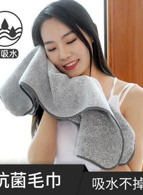 抗菌毛巾洗脸吸水家用加厚不掉毛柔软珊瑚绒男士日系灰色条纹毛巾