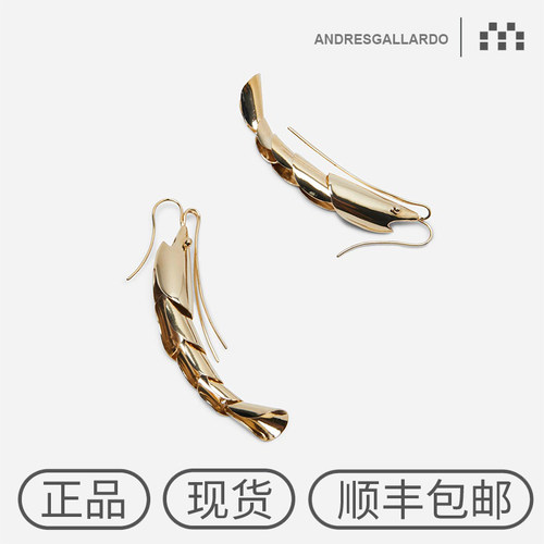 西班牙设计师品牌Andres Gallardo 手工巨大金虾耳钉耳坠个性时尚