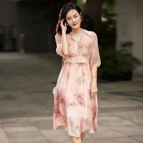 90448夏季新品女装法式V领钉珠