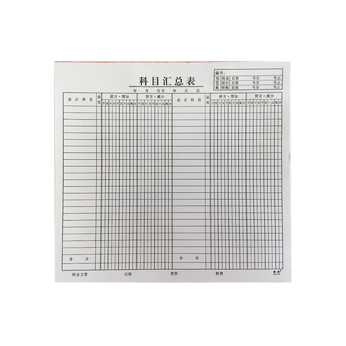 财务单子5本装科目汇总表