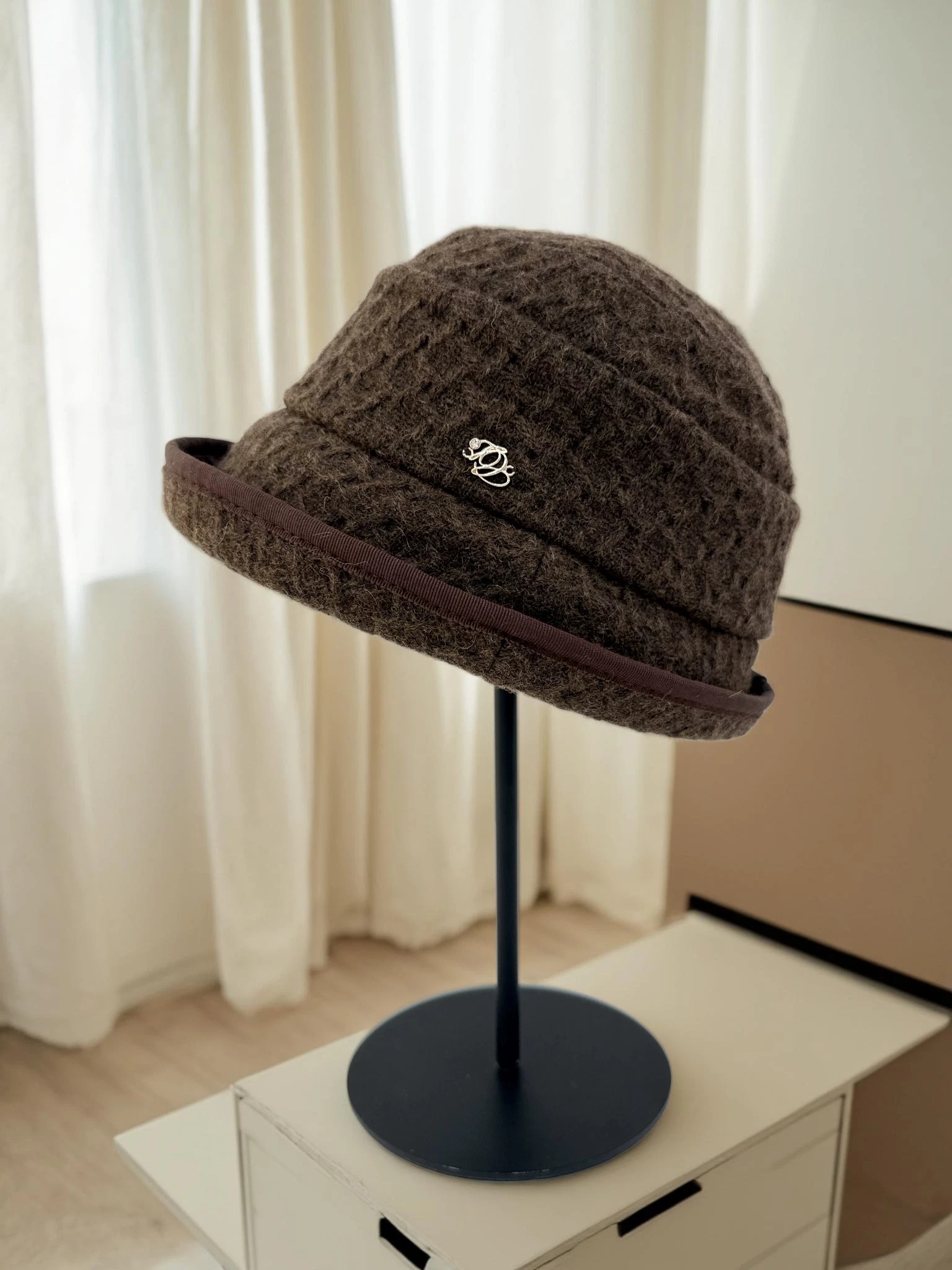 女式夏季秋冬保暖格子防晒遮阳帽子日式盆帽气质优雅女士蝴蝶结