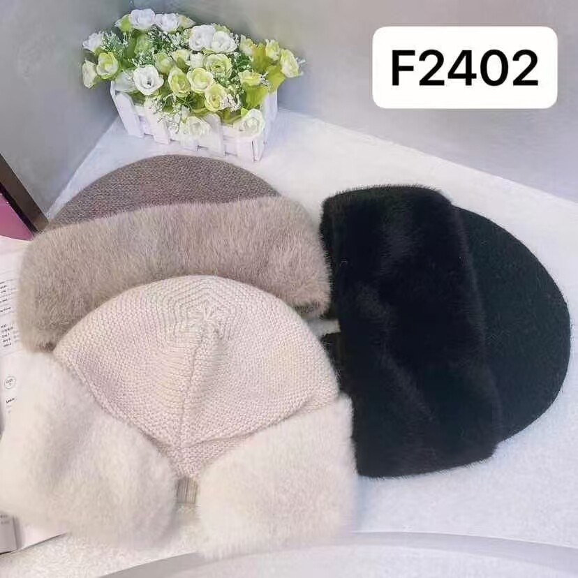 高档专柜兔毛绒蒙古帽子女士秋冬加厚保暖毛毛护耳针织堆堆毛线帽