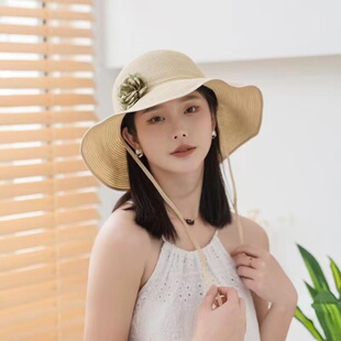 2026新款渔夫帽女大檐防紫外线遮阳帽海边出游太阳帽韩系沙滩草帽